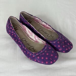 Toms Purple & Pink Polka Dots Ballet Flats Size W8 Casual, City, Everyday, relax